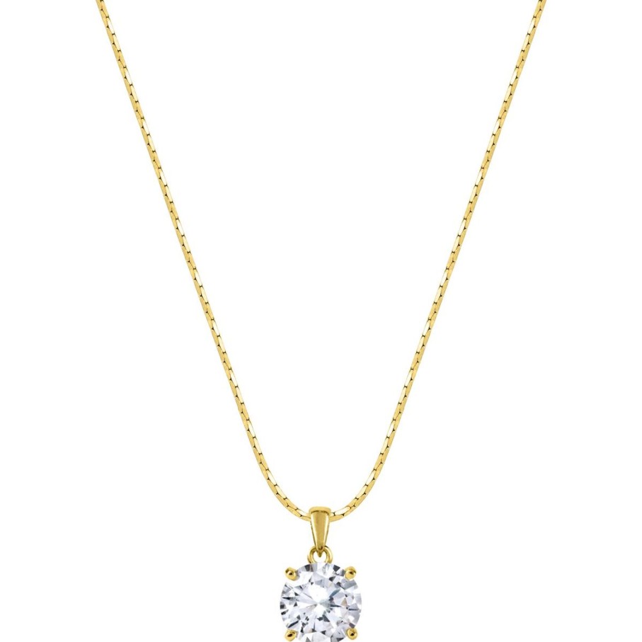 JACQUES LEMANS Necklace Sterling Silver Goldplatet With Whitetopaz Necklaces