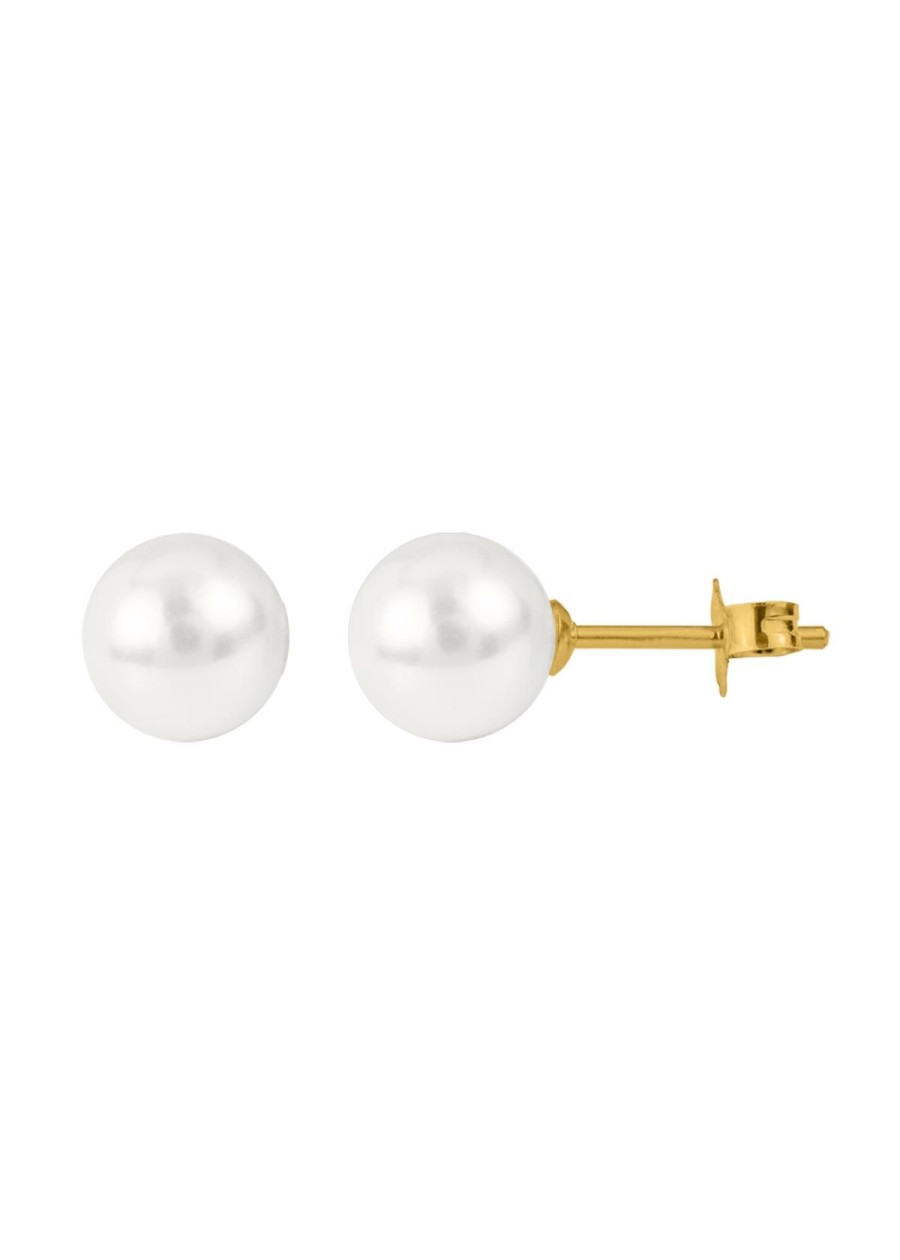 JACQUES LEMANS Ear Stud Sterling Silver Gold-Plated With Fresh Water Pearl Earrings