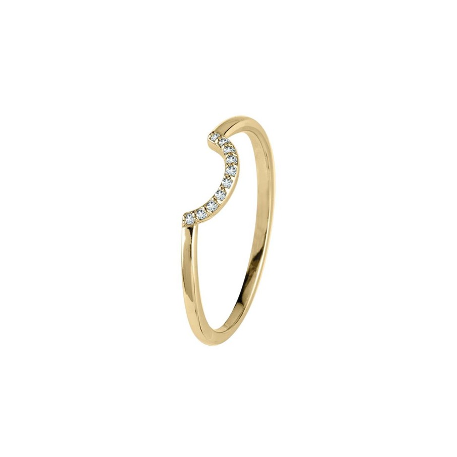 JACQUES LEMANS Ring Sterling Silver Gold-Plated With White Topaz Rings