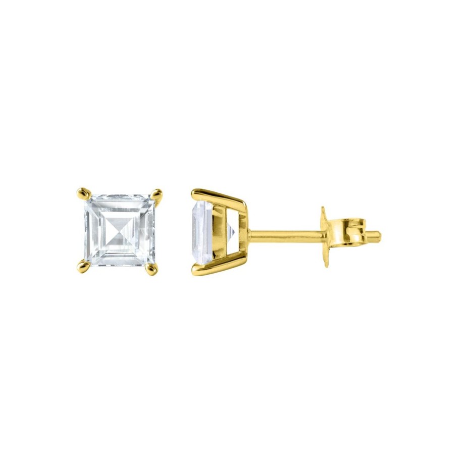 JACQUES LEMANS Ear Stud Sterling Silver Goldplated With Topaz Earrings