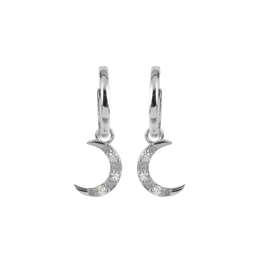 JACQUES LEMANS Ear Stud Sterling Silver With White Topaz Gemstones Earrings