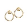 JACQUES LEMANS Ear Stud Sterling Silver Gold-Plated With White Topaz Earrings