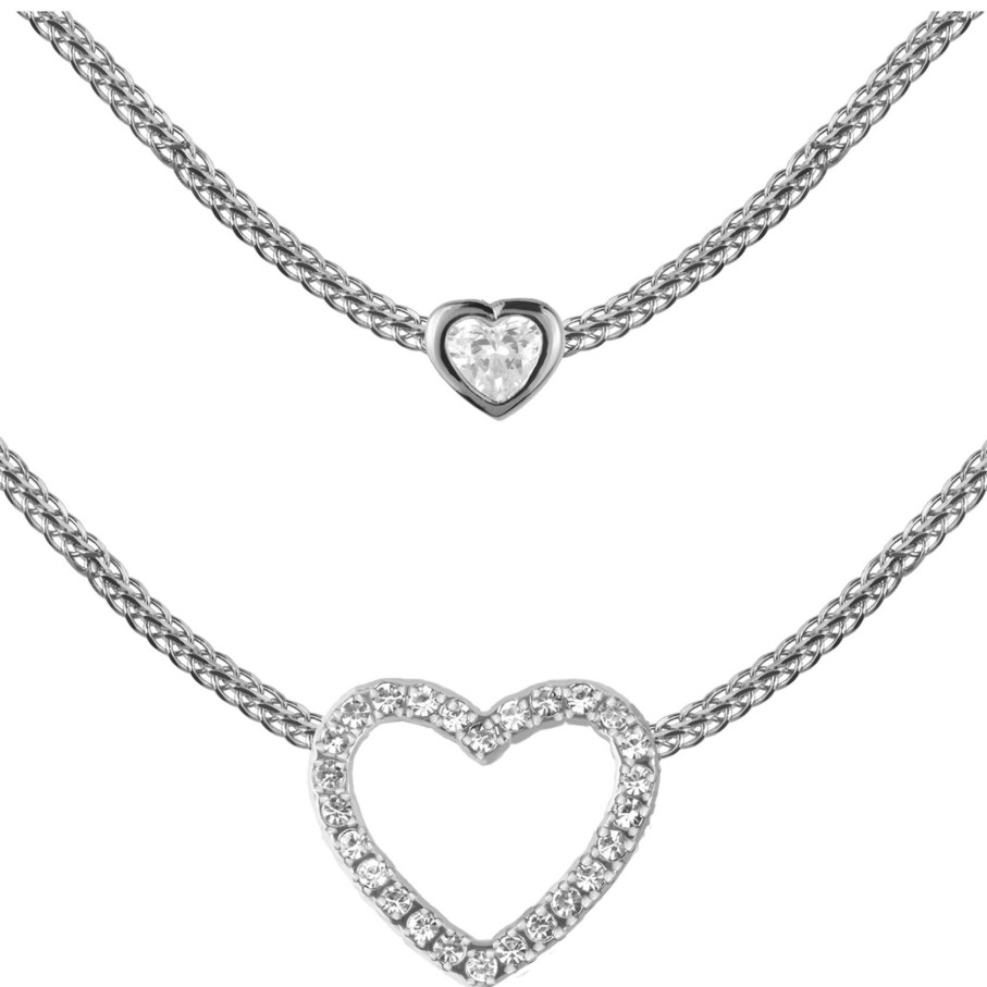 JACQUES LEMANS Necklace Sterling Silver With White Topaz Gemstones Necklaces