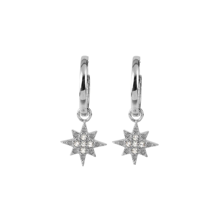 JACQUES LEMANS Ear Stud Sterling Silver With White Topaz Gemstones Earrings