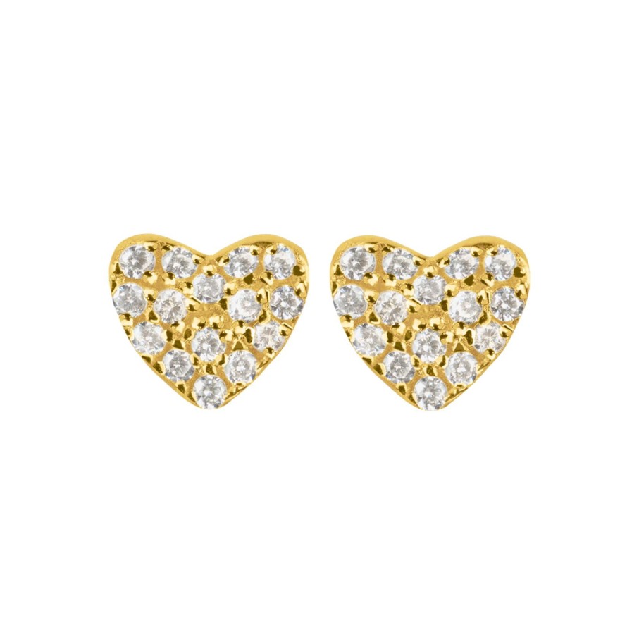 JACQUES LEMANS Ear Stud Sterling Silver Gold-Plated With White Topaz Earrings