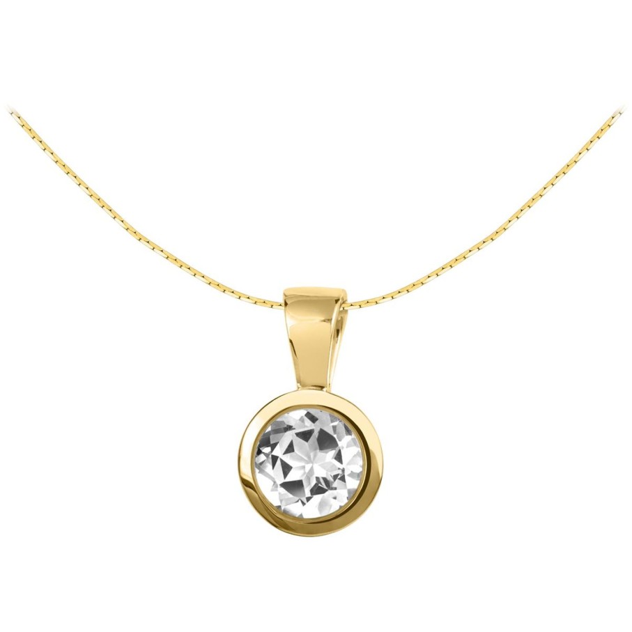 JACQUES LEMANS Necklace Sterling Silver Gold-Plated With White Topaz Necklaces