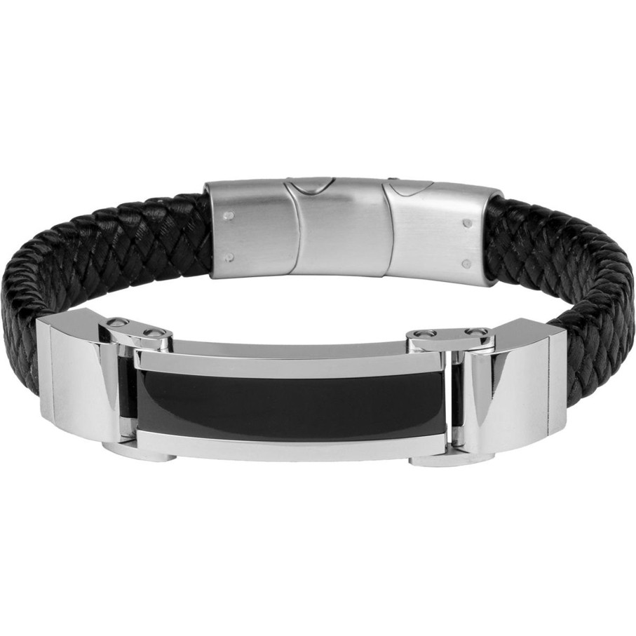 JACQUES LEMANS Leather Bracelet With Ceramic Leather Bracelets