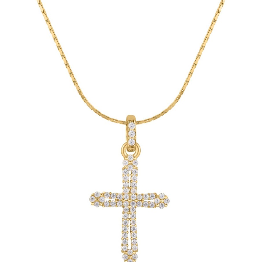 JACQUES LEMANS Necklace "Cruzifix" Sterlingsilver Goldplated With Topazes Necklaces