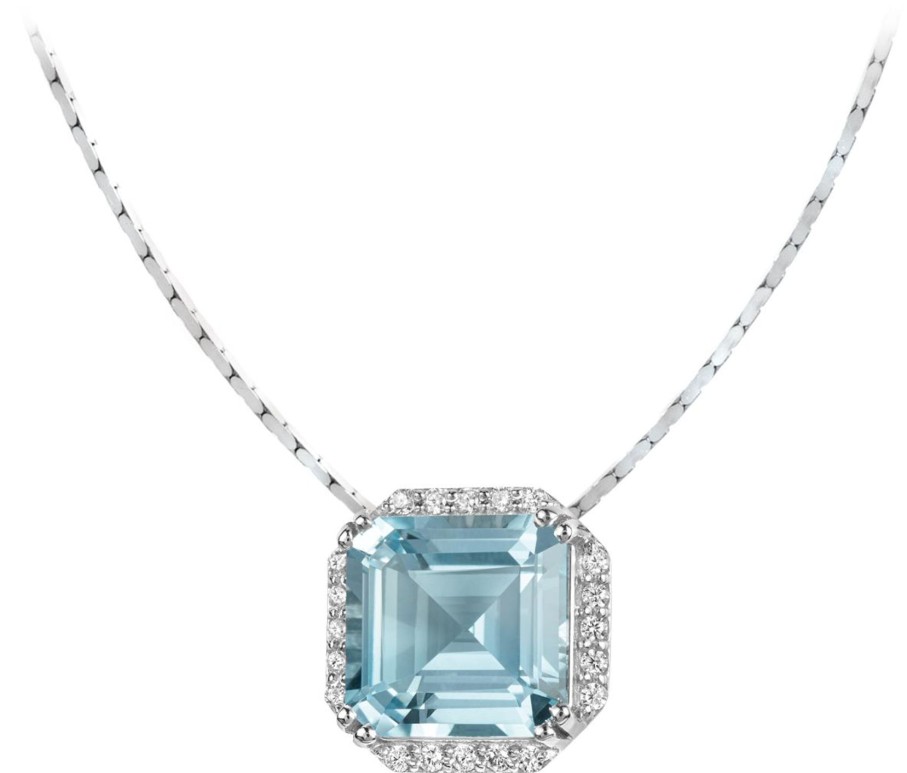 JACQUES LEMANS Necklace Sterling Silver With Sky Blue Topaz Necklaces