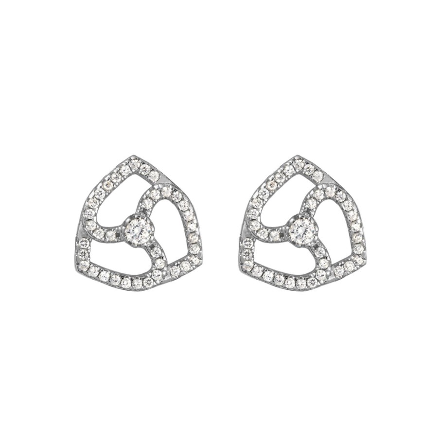 JACQUES LEMANS Ear Stud Sterling Silver With White Topaz Gemstones Earrings