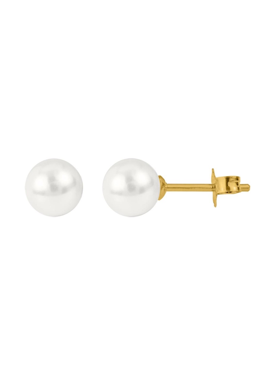 JACQUES LEMANS Ear Stud Sterling Silver Gold-Plated With Fresh Water Pearl Earrings