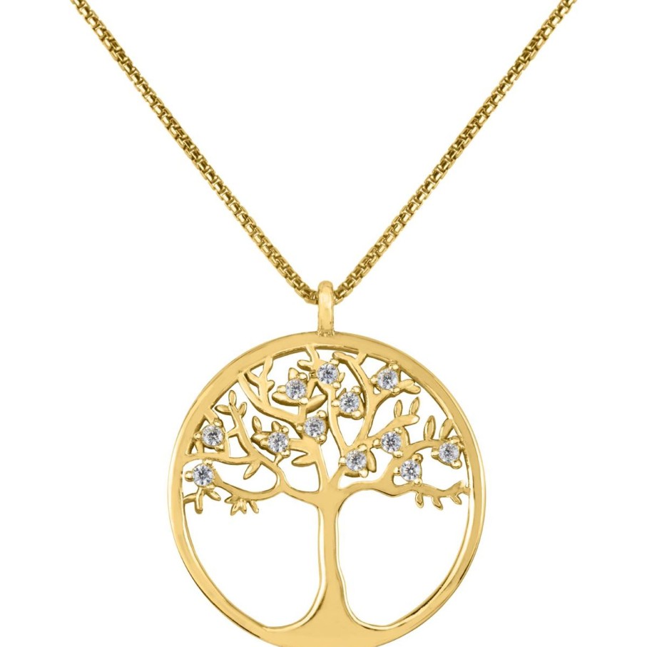 JACQUES LEMANS Necklace "Life Tree" Sterlingsilver Goldplated With Topazes Necklaces