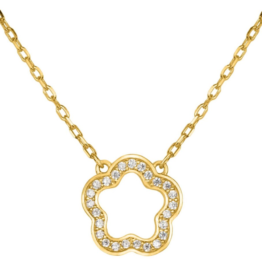 JACQUES LEMANS Necklace "Flower" Sterlingsilver Goldplated With Topazes Necklaces