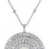 JACQUES LEMANS Necklace Sterling Silver With White Topaz Gemstones & Pearl Necklaces