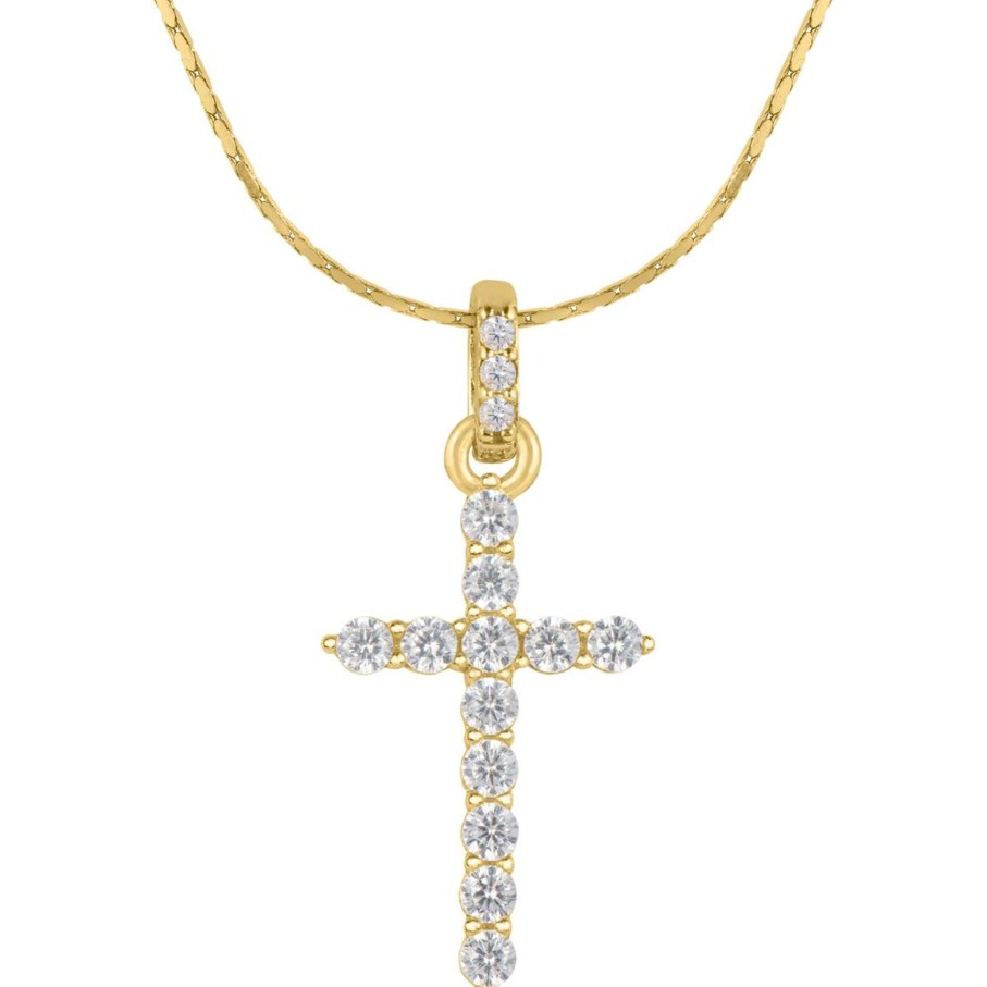 JACQUES LEMANS Necklace "Cruzifix" Sterlingsilver Goldplated With Topazes Necklaces