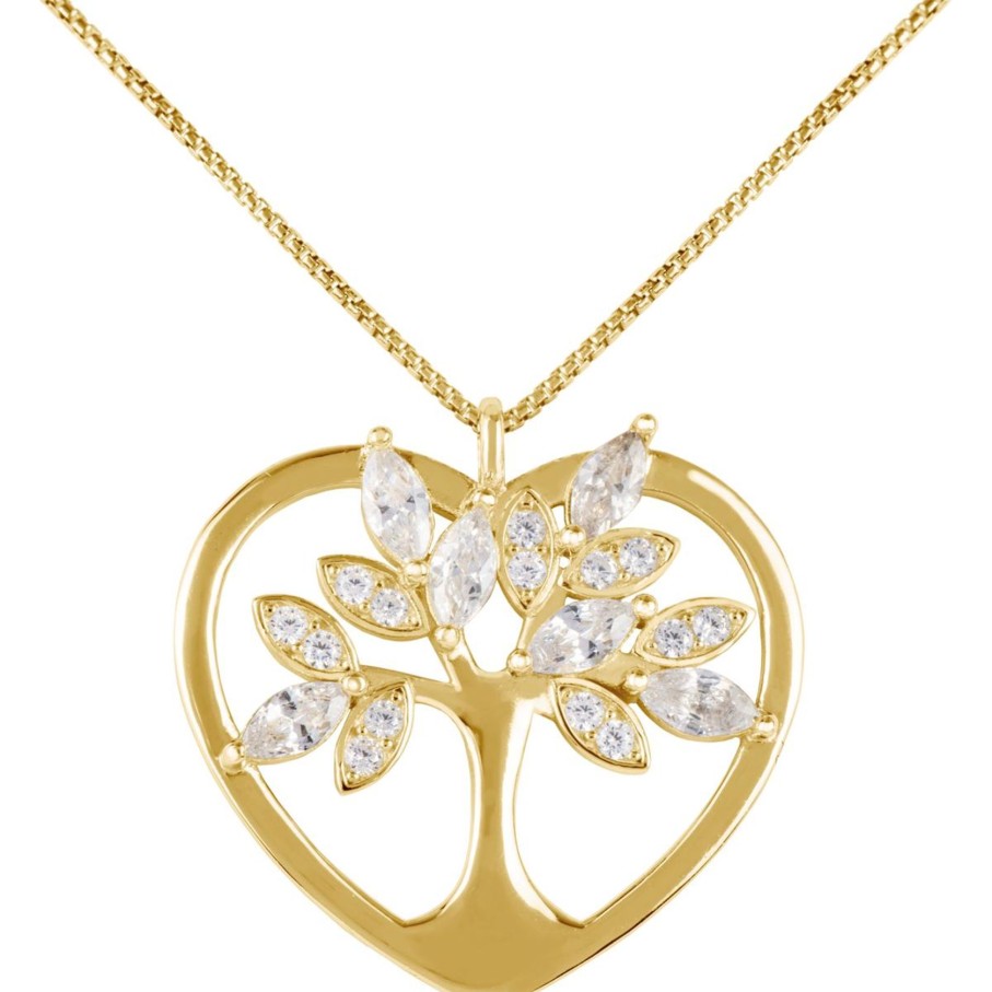 JACQUES LEMANS Necklace "Heart/Lifetree" Sterlingsilver Goldplated With Top Necklaces