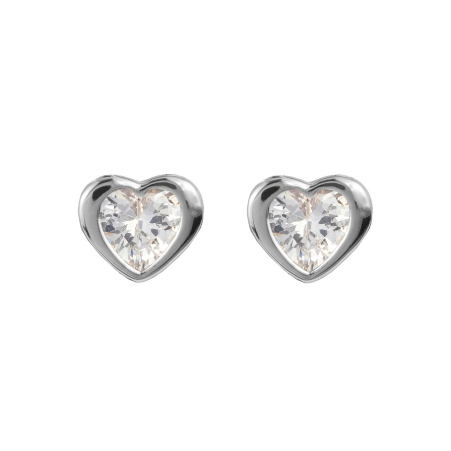 JACQUES LEMANS Ear Stud Sterling Silver With White Topaz Gemstones Earrings