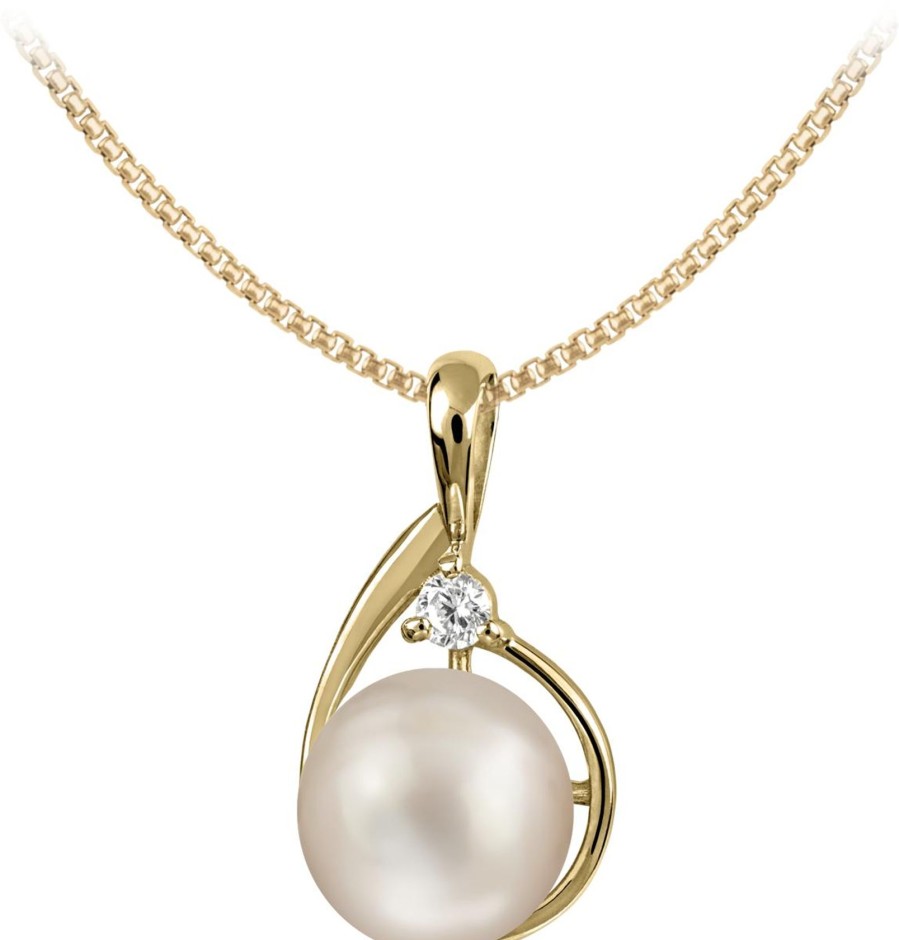 JACQUES LEMANS Necklace Sterling Silver Gold-Plated With Pearl Necklaces