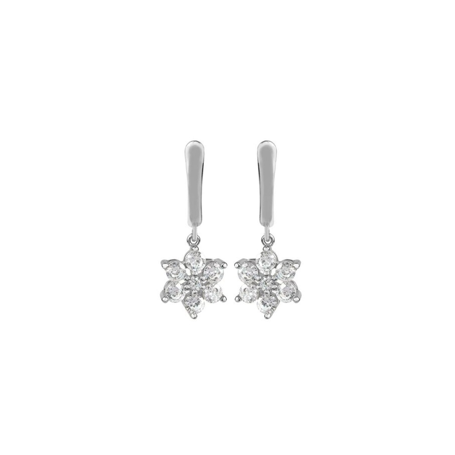 JACQUES LEMANS Earrings "Flower" Sterling Silver With Topazes Earrings