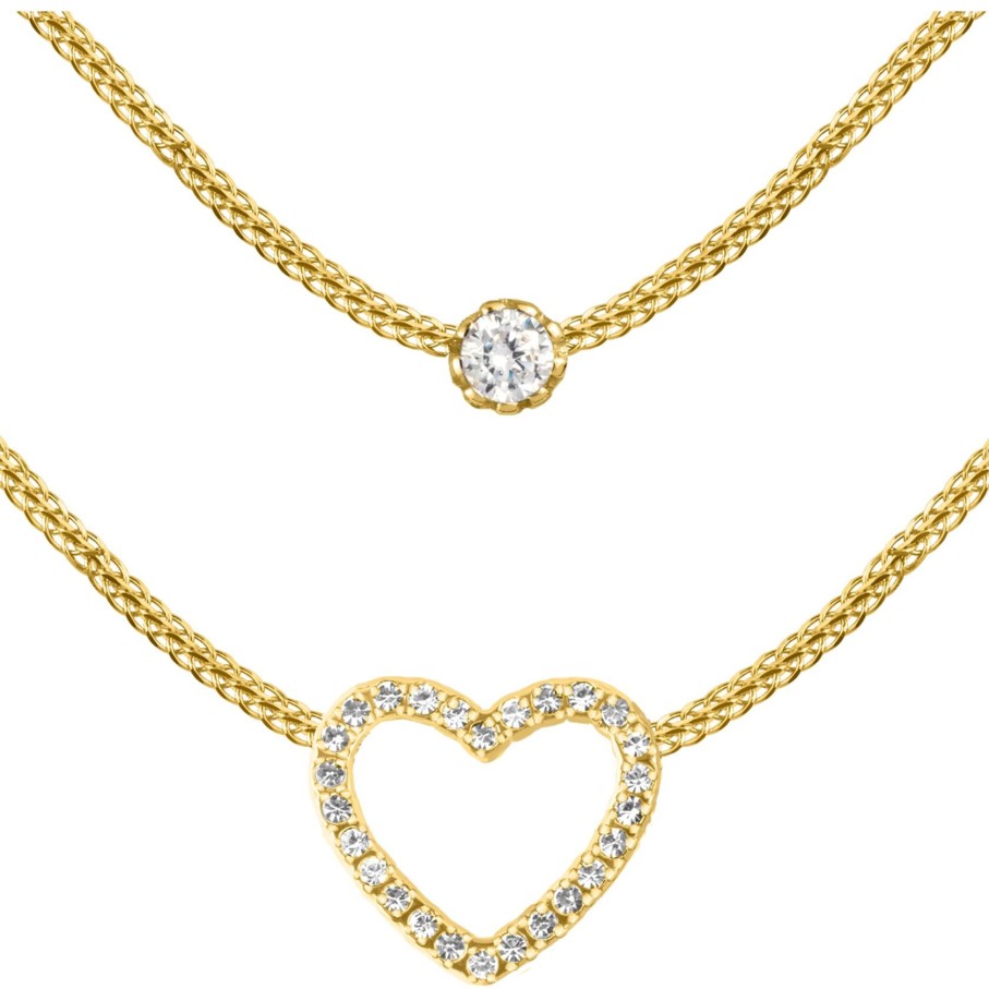 JACQUES LEMANS Necklace Sterling Silver Gold-Plated With White Topaz Necklaces