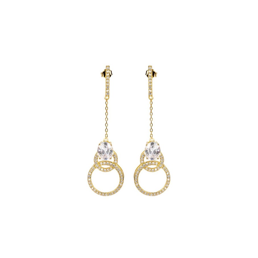 JACQUES LEMANS Ear Stud Sterling Silver Goldplated With Topazes Earrings