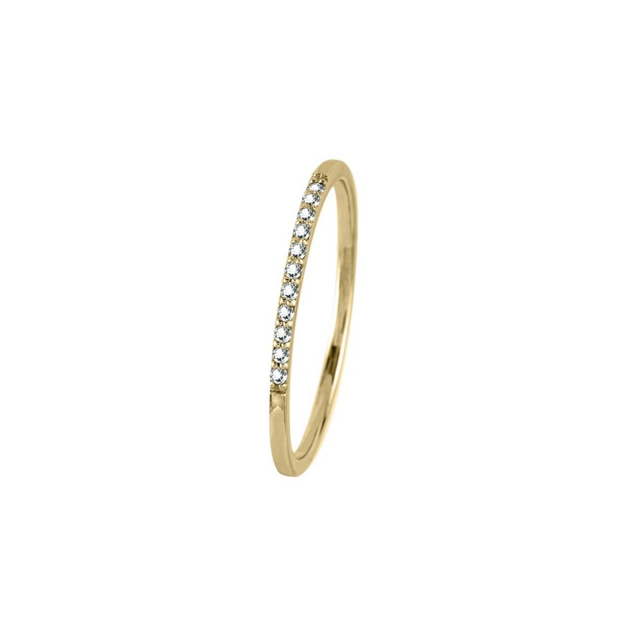 JACQUES LEMANS Ring Sterling Silver Gold-Plated With White Topaz Rings