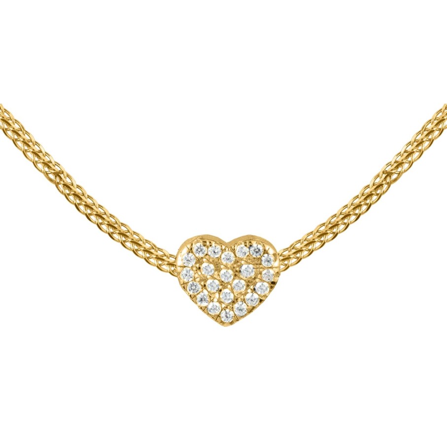 JACQUES LEMANS Necklace Sterling Silver Gold-Plated With White Topaz Necklaces