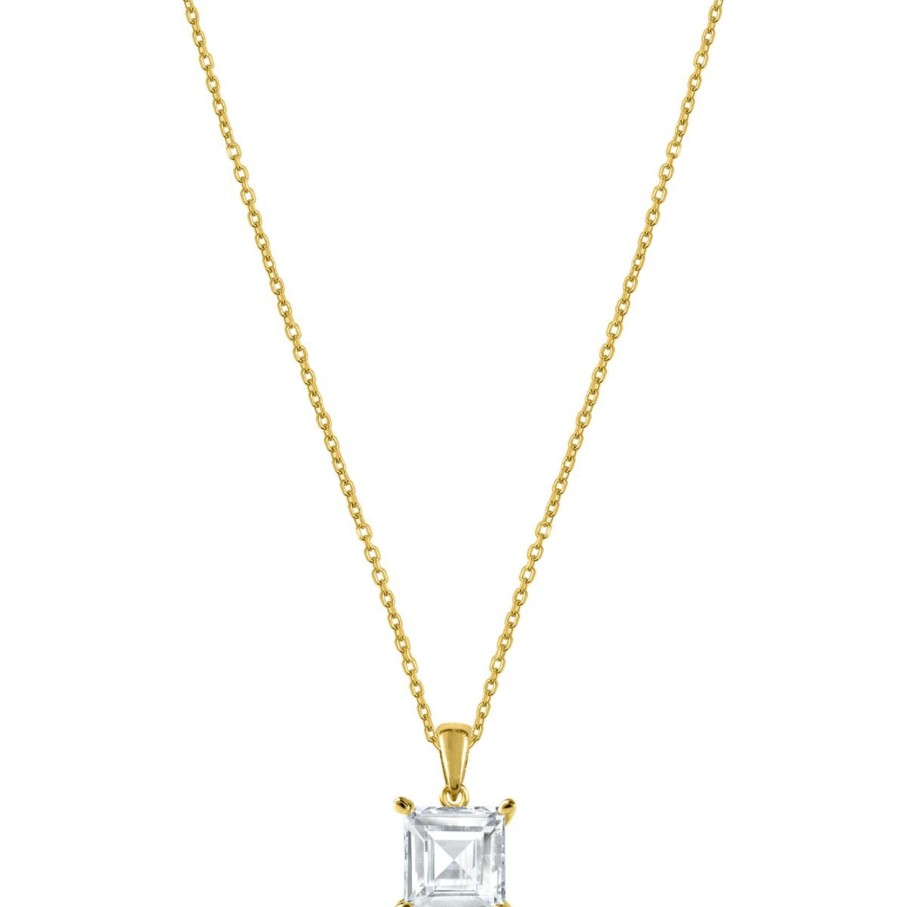 JACQUES LEMANS Necklace Sterling Silver Goldplatet With Whitetopaz Necklaces